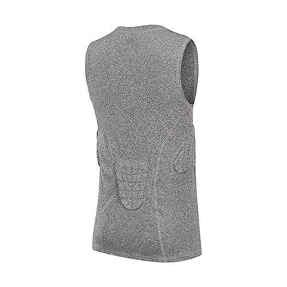 Youth Padded Compression Shirt Vest Rib Chest Protector Football Baseball - color: Padded Vest Gray, size: X-Large