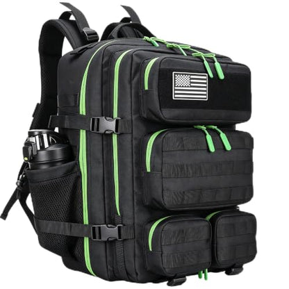 55L Tactical Backpack Heavy Duty Military Rucksack Molle Backpack 3 Day Assault Pack for Work Outdoors - color: Blackgreen