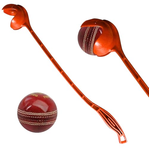 AnNafi® Speed Arm Ball Thrower | Cricket Practice Speed Arm Launcher & Ball Pickup, Fetch & Fold Ball Launcher Set | Cricket Practice Equipments (with Leather Ball, Orange) - color: Orange, size: With Leather Ball