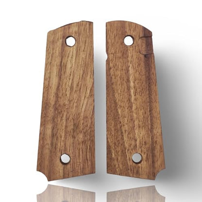 Art Series 1911 Pistol Grips – Handcrafted Walnut Wood Panels with Unique Engraved Designs | Oil Finish | Fits Full-Size 1911 Clones - color: Twin Fields