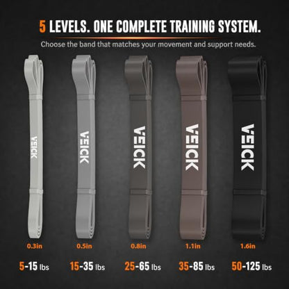 VEICK Pull Up Assist Resistance Bands for Home Gym - color: Gray Set of 5 + Hand Grip Pads