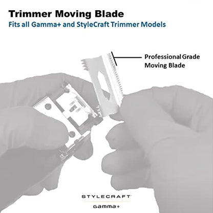 GAMMA+ Hair Trimmer Fixed Moving Blade Replacement Professional Grade - style: Fixed Classic X-Pro Blade Stainless Steel with Black The One Moving Trimmer Blade Set