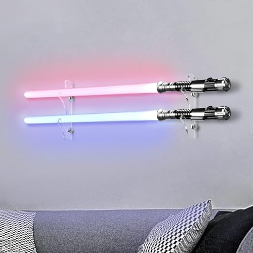 TOPNEW Lightsaber Wall Mount,Lightsaber Stand Holder Display Acrylic Light Saber Rack Suitable for Swords, Light Saber, Gift for Lightsaber Collectors(Transparent) - color: Transparent-Hanging