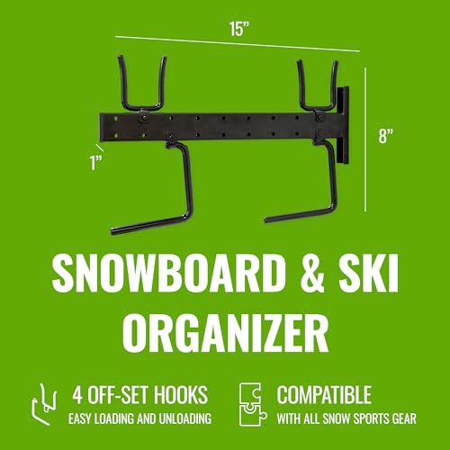 StoreYourBoard Ski and Snowboard Wall Mount, Ski Rack, Holds 4 Pairs