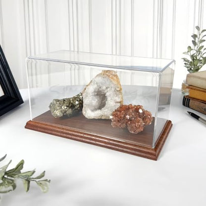 Plymor Clear Acrylic Display Case with Hardwood Base, 10" W x 5" D x 5" H - color: Hardwood Base
