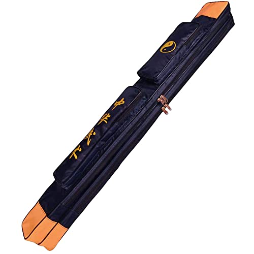 Waterproof Kung Fu Tai Chi Sword Case Double Layer Carrying Bag - color: Navy&Yellow