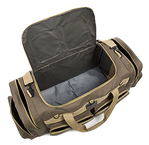 Heavy Duty Range Duffel Quality Tactical Gear Travel Sports Equipment Gym Bag Lockable Zippers with US Flag Patch (33" Khaki) - size: 33" Khaki