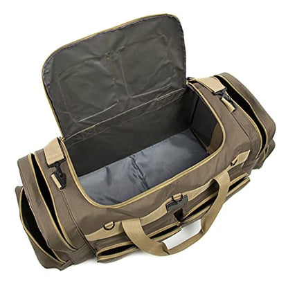 Heavy Duty Range Duffel Quality Tactical Gear Travel Sports Equipment Gym Bag Lockable Zippers with US Flag Patch (33" Khaki) - size: 33" Khaki