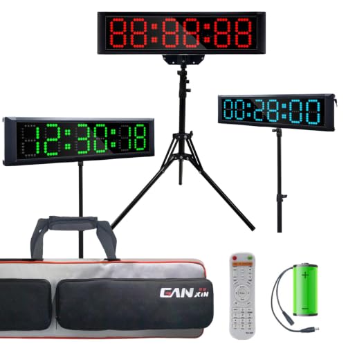 Large LED Display Digital Race Timer Clock with Tripod,Battery,Remote Control,Function-Countdown/Up/Time Clock,for Sports Events, Races, Meetings, Presentations (Non-Waterproof +RGB) - style: non-waterproof +rgb