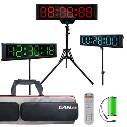 Large LED Display Digital Race Timer Clock with Tripod,Battery,Remote Control,Function-Countdown/Up/Time Clock,for Sports Events, Races, Meetings, Presentations (Non-Waterproof +RGB) - style: non-waterproof +rgb