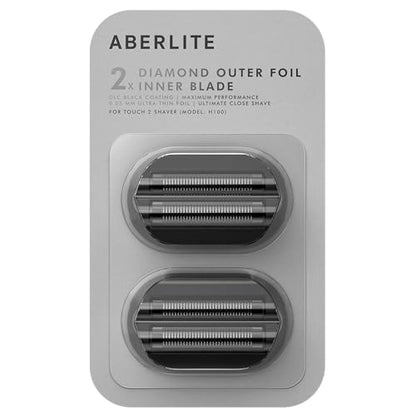 Aberlite Touch 2 Foil Head Shaver Replacement Inner Blade + Outer Foil Set (Black DLC coating) (2 x 2-piece set) (Maximum Performance) (Black Diamond) - color: Black Diamond