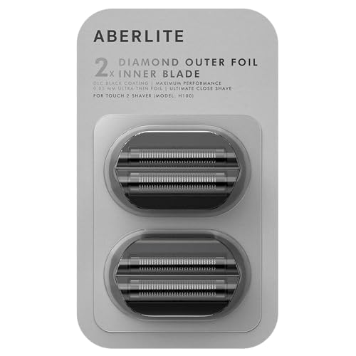 Aberlite Touch 2 Foil Head Shaver Replacement Inner Blade + Outer Foil Set (Black DLC coating) (2 x 2-piece set) (Maximum Performance) (Black Diamond) - color: Black Diamond