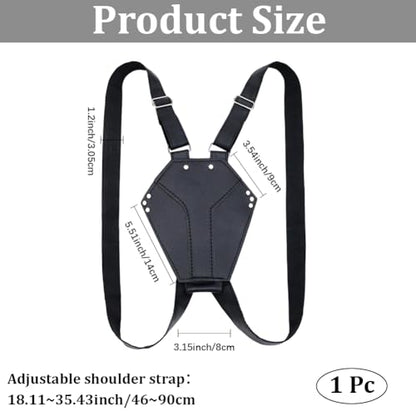 PU Leather Ninja Double Sword Back Holster Case with Adjustable Shoulder Strap Black Medieval Waist Belt Sword Frog Bag Sheath Holder Renaissance Viking Cosplay Costume for LARP Halloween - style: Back Strap for Dual Sword
