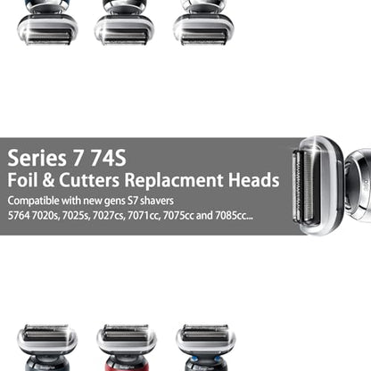 74S S7 Replacement Head for S7 Shavers, Stainless Steel Blades & Precision Foil, Smooth Shave No Pulling (Pack of 2). - size: 74S - 2Pcs