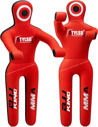 Unfilled Grappling Dummy – Adult Life Size Wrestling & BJJ Training Dummy, MMA Jiu Jitsu Judo Takedown & Throwing Practice, Heavy-Duty Triple-Stitched Canvas Submission Dummy - color: Red, size: 5ft / 60"