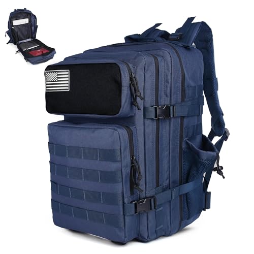 gracedon Tactical Backpack - Military Molle Bag 3 Days Pack for men and Women Large Assault Rucksack 25-45L (45L-Navy) - color: 45l-navy