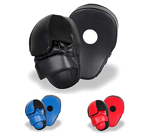 Punching Mitts MMA Boxing Training Focus Punch Pads Kickboxing Muay Thai Hand Target for Men & Women (Pair) - color: Black