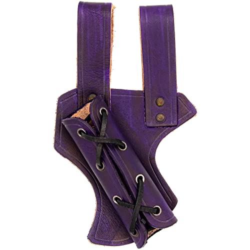 Armory Replicas™ - Genuine Bovine Leather Hawk Wood Sword Frog - Medieval Inspired Adjustable LARP Sabre Rapier Sword Weapon Frog Holster Holder Accessory - color: Purple, style: Right