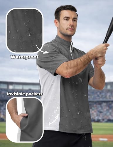 Men’s Cage Jacket Baseball Windbreaker Lightweight Batting Practice Pullover for Training Water-Resistant Jacket - color: Dark Grey, size: Medium