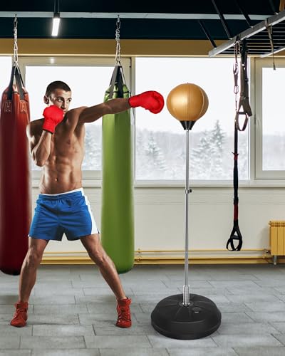 Stand Punching Bag with Gloves, 47-59IN Speed Ball Fitness Reflex Bag
