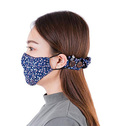 LOFBAZ Strap Holder with Buttons for Hook Face Covering Extender Adjustable Protection Reusable Washable Straps Floral Navy OS - color: Floral Navy