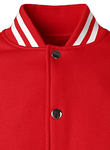 HOOD CREW Man’s Varsity Jacket Cotton Blend Letterman Jackets - color: Red, size: X-Large