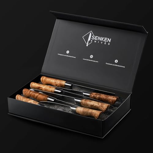 SENKEN 7-Piece Damascus Kitchen Knife Set - Dynasty Collection - 67-Layer Japanese VG10 Steel with Sycamore Wood Handles, Chef's Knife, Cleaver, Bread, Santoku, Boning, & More - size: 7-Piece Knife Set