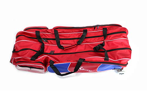LEONARK Fencing Draw-bar Wheel Bag for Epee Saber and Foil - Hema Sword Bag Trolley Case for Fencing Suit and Mask - color: Oster Red