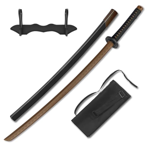 BJDJ Katana Sword - High Toughness Polypropylene Blade, Performing & Training, Includes Scabbard for Aikido - color: brown