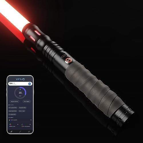 Smooth Swing Dueling Lightsabers with APP - Infinite RGB 16 Colors Changeable Light Sabers, Motion Control Metal Hilt Light Saber for Adults Teens Gift, 16 Sounds Fonts, Battery Recharge, Black - color: Black