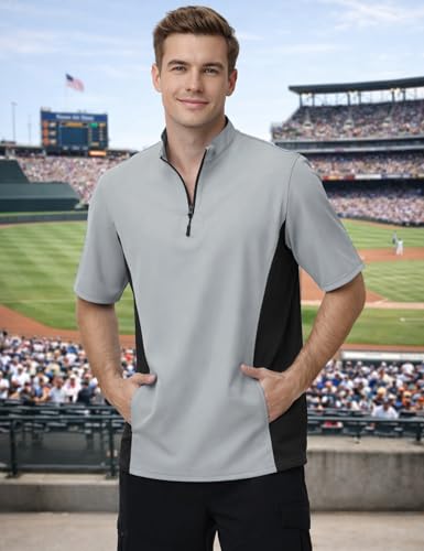 Men’s Cage Jacket Baseball Windbreaker Lightweight Batting Practice Pullover for Training Water-Resistant Jacket - color: Light Grey, size: Small