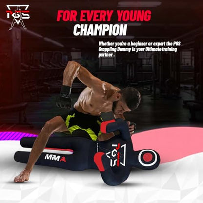 MMA Grappling Dummy Brazilian JIU Jitsu BJJ Punching Bag for Self Defense Wrestling Judo Karate Boxing Throwing Submission Standing Position - UNFILLED - color: Black Red, size: 5FT / 59"