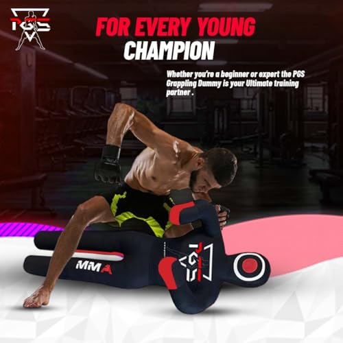 MMA Grappling Dummy Brazilian JIU Jitsu BJJ Punching Bag for Self Defense Wrestling Judo Karate Boxing Throwing Submission Standing Position - UNFILLED - color: Black Red, size: 6FT / 70"