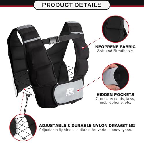RitFit Weighted Vest, 4lb/8lb/10lb/12lb/15lb/20lb Weight Vest with Reflective Stripes, Weight Vest Adjustable for Women and Men Workout, Strength Training, Running, Fitness, Jogging, Walking - color: Adjustable 9-20LB