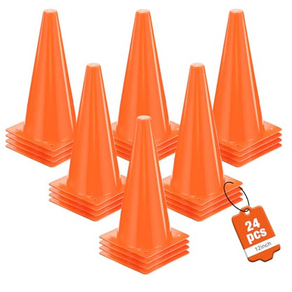12 Inch Traffic Cones,24pcs Training Sports Cones,Parking Cones - color: orange