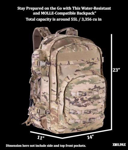 Large Tactical Backpack Bag For Hiking,Camping,Travel,Bug-Out 55L - color: Camo