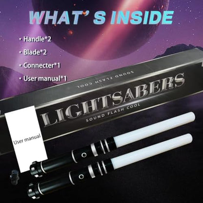 Beyondtrade Lightsabers Toy 12 Colors Doubled-Blade Dueling Swords, 2 in 1 Light Sabers with FX Sound for Kids Birthday Gift Halloween Cosplay Christmas Party Movie Fans Toys