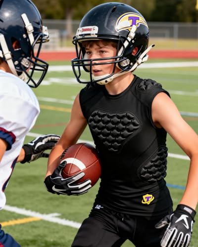 Youth Padded Compression Shirt Vest Rib Chest Protector Football Baseball - color: Black-white, size: Small