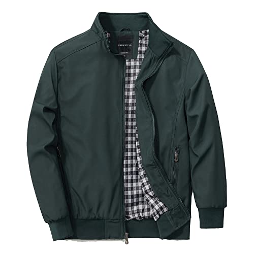 URBANFIND Men's Sports Shell Jacket Lightweight Windbreaker Outdoor Recreation Coat - color: Green, size: Medium