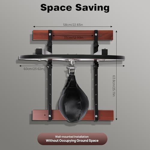 Speed Bag Platform Set – Wall Mounted Punching Ball with 5-Height Adjustment, Steel & Wood Boxing Trainer for Reflex, Coordination & Rhythm Training, Home Gym & Martial Arts