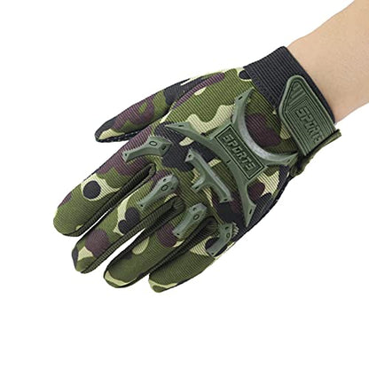 Long Keeper Kids Cycling Tactical Gloves – Boys Sport Climbing Fishing Gloves Anti Slip Full Finger Gloves - color: Camo, size: Small