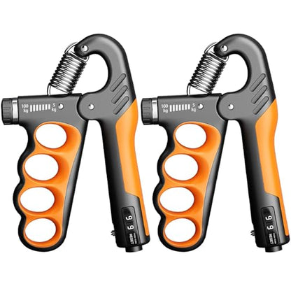 Grip Strength Trainer Forearm Strengthener, 2 Pack, 11-220 lbs adjustable - color: Orange
