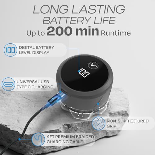 HUMMINGBIRD MK3 Stealth Edition Electric Head Shaver - No Nick Electric Razor for Men, Cordless USB C Rechargeable, Waterproof Wet/Dry Shave, 6 Blade Head, LED Display, Rotary Skull Shaver with Case - size: MK3 Stealth Edition Electric Head Shaver