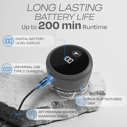 HUMMINGBIRD MK3 Stealth Edition Electric Head Shaver - No Nick Electric Razor for Men, Cordless USB C Rechargeable, Waterproof Wet/Dry Shave, 6 Blade Head, LED Display, Rotary Skull Shaver with Case - size: MK3 Stealth Edition Electric Head Shaver