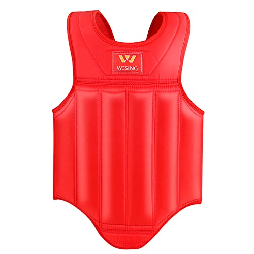 Wesing Martial Arts Muay Thai Boxing Chest Protector MMA Sanda Chest Guard - size: Large, style: Red