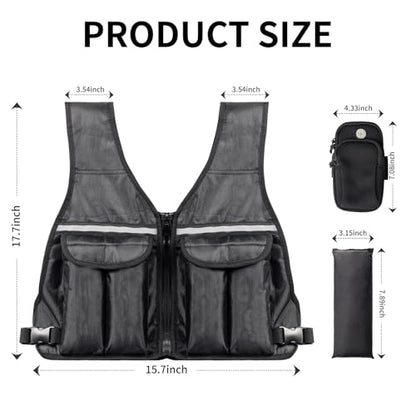 Prodigen Adjustable Weighted Vest, 0-10 lb/0-12 lb/0-18 lb Weight Vest for Women and Man with 8 Removable Sandbag and Pocket | Weighted Vest for Walking, Running, Weight Loss, Strength Training - size: 18LB