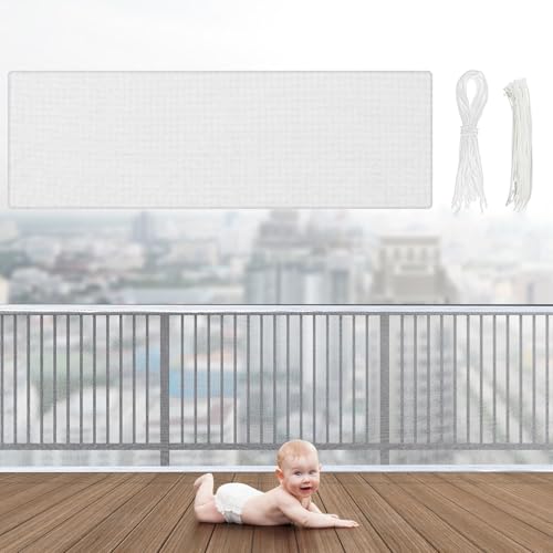 Hosuly Banister Guard Balcony Netting, 18 x 3 ft, White, 1 Set - color: White, size: 18 x 3 ft