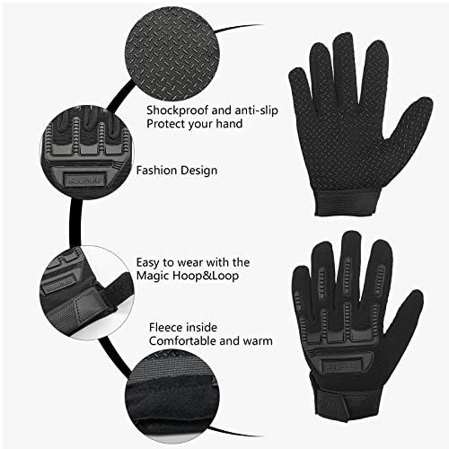 Long Keeper Kids Cycling Tactical Gloves – Boys Sport Climbing Fishing Gloves Anti Slip Full Finger Gloves - color: Style2, Black, size: Small