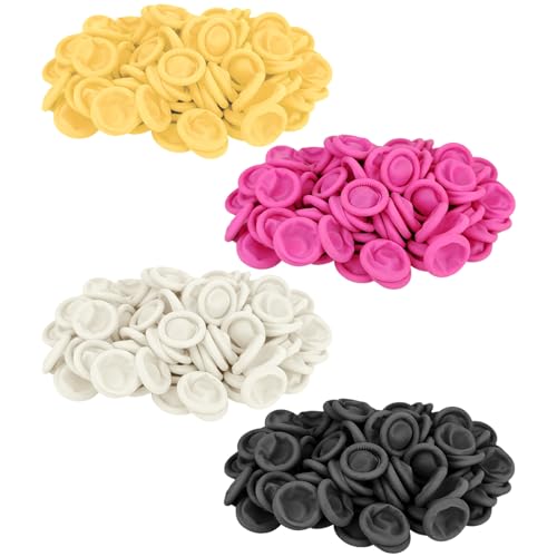 100 Pcs Finger Protectors, Disposable Finger Covers, Latex Anti-Static Finger Tip Rubber Protect Keeping Dressing Dry and Clean (Black, M) - color: Black