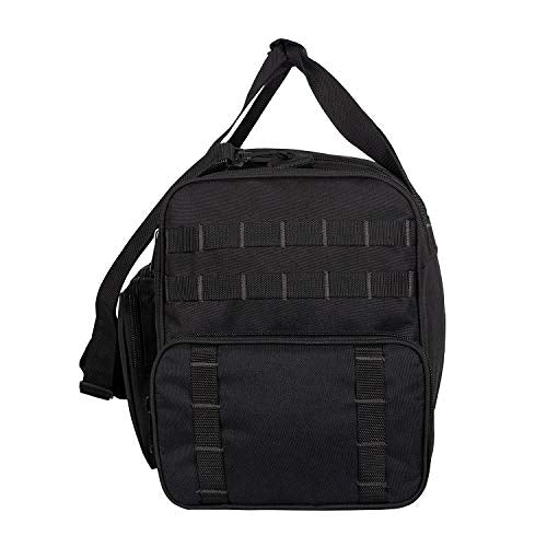 Heavy Duty Range Duffel Quality Tactical Gear Travel Sports Gym Bag Lockable Zippers with US Flag Patch 27 Inch Black - size: 27" Black